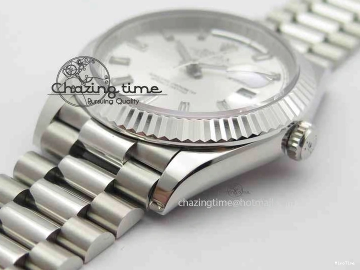 MiroTime 0423 Unisex Day Date 40mm SS BP Maker Best Edition Silver Dial Diamond Markers On SS Bracelet ETA 3690